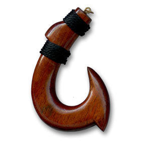 XLarge Koa Wood Fishhook Pendant