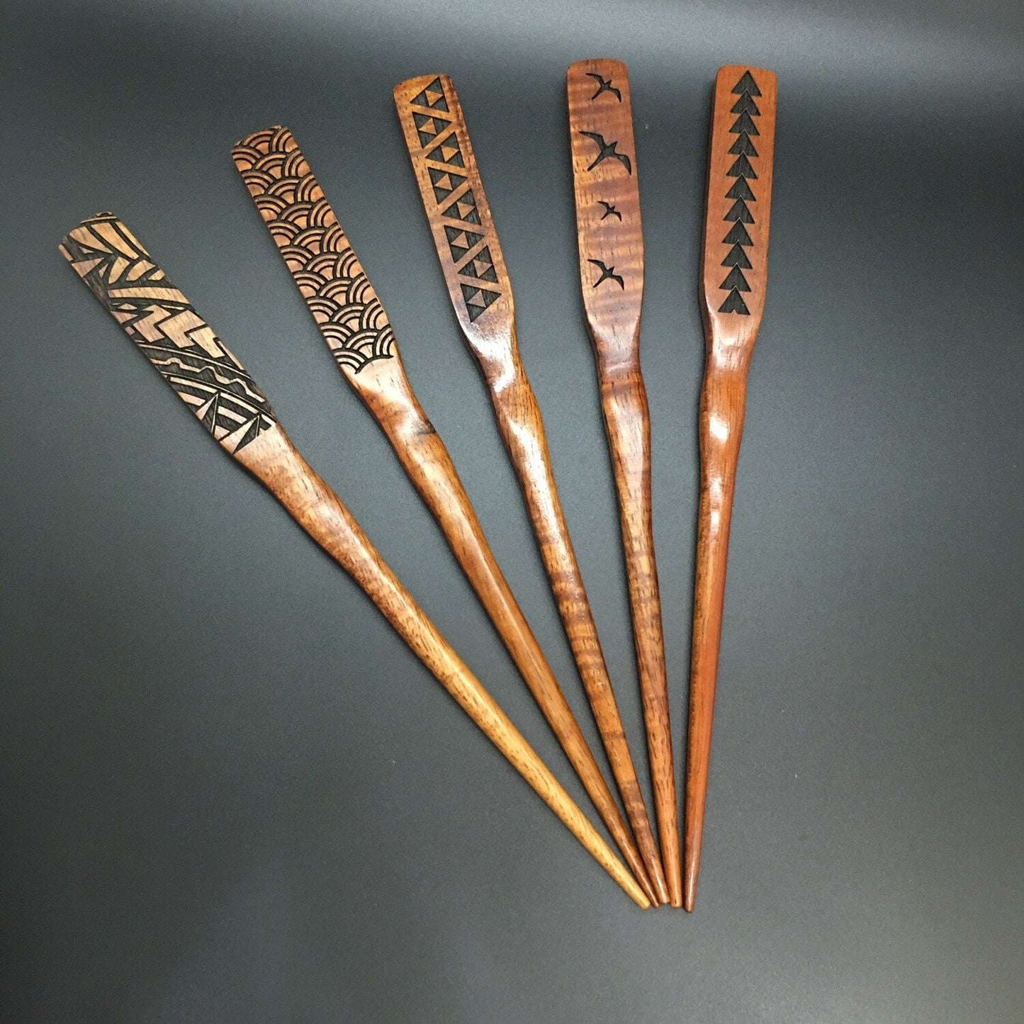 Koa Single Prong Hair Pick