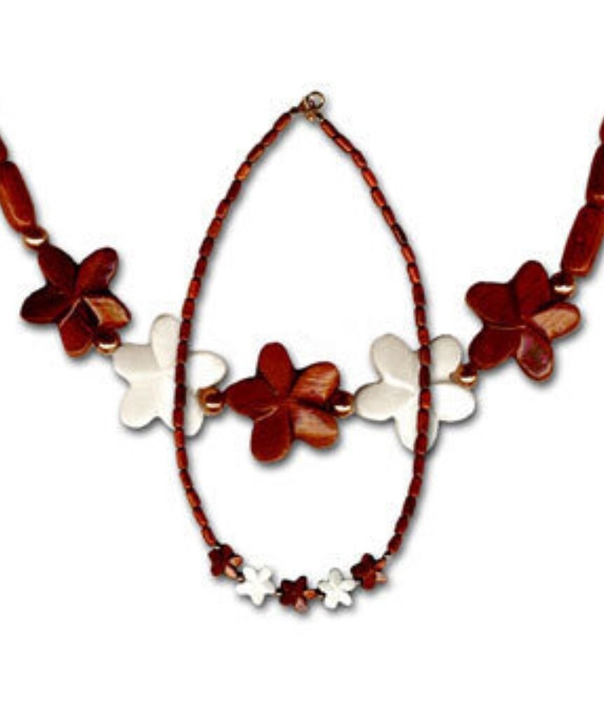 5 Koa/Bone Plumeria Necklace