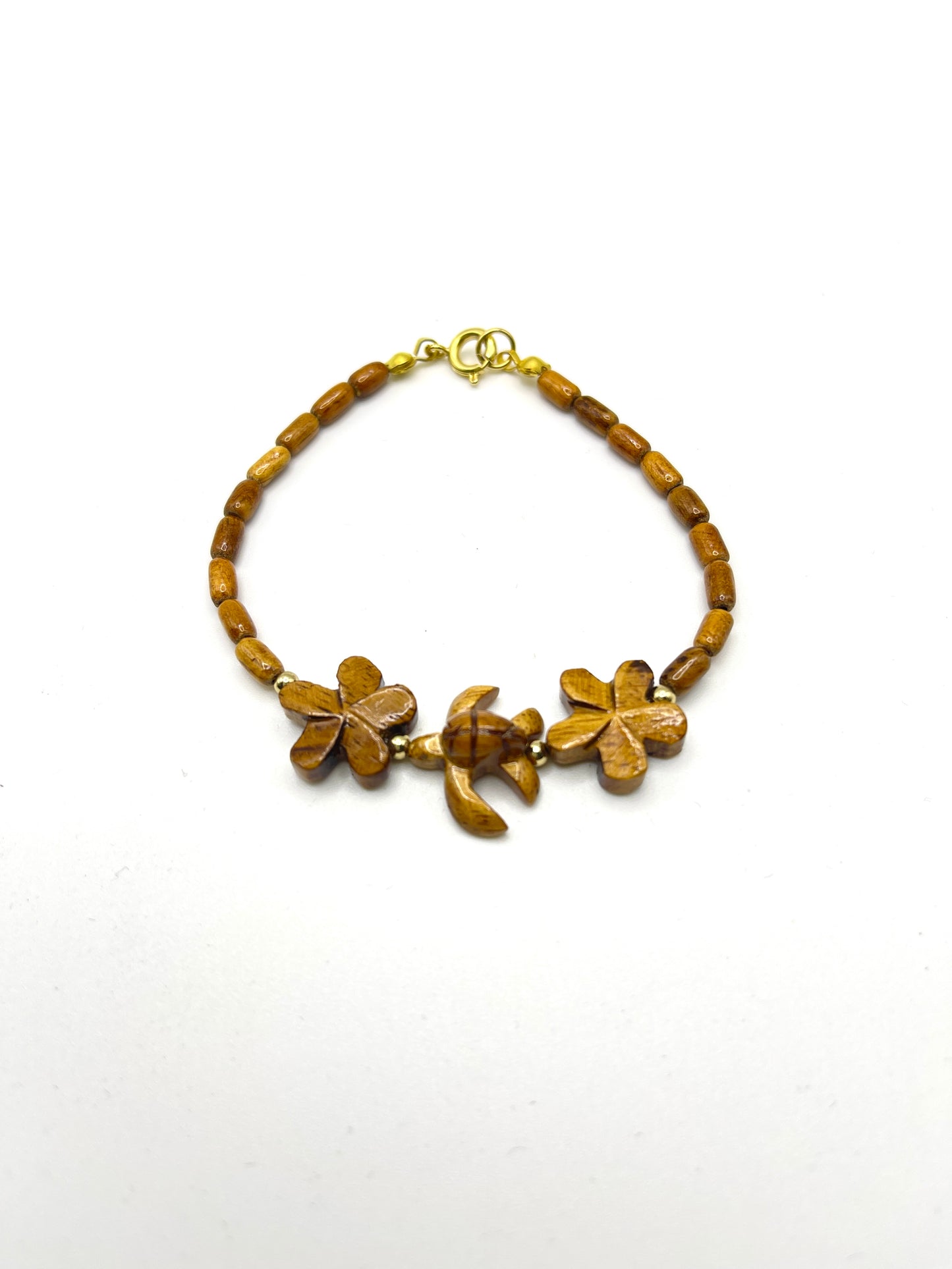 Koa Plumeria/Sea Turtle Clasp Bracelet