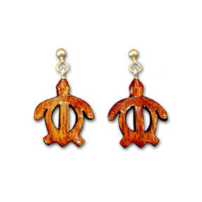 Koa Honu Dangle Earrings