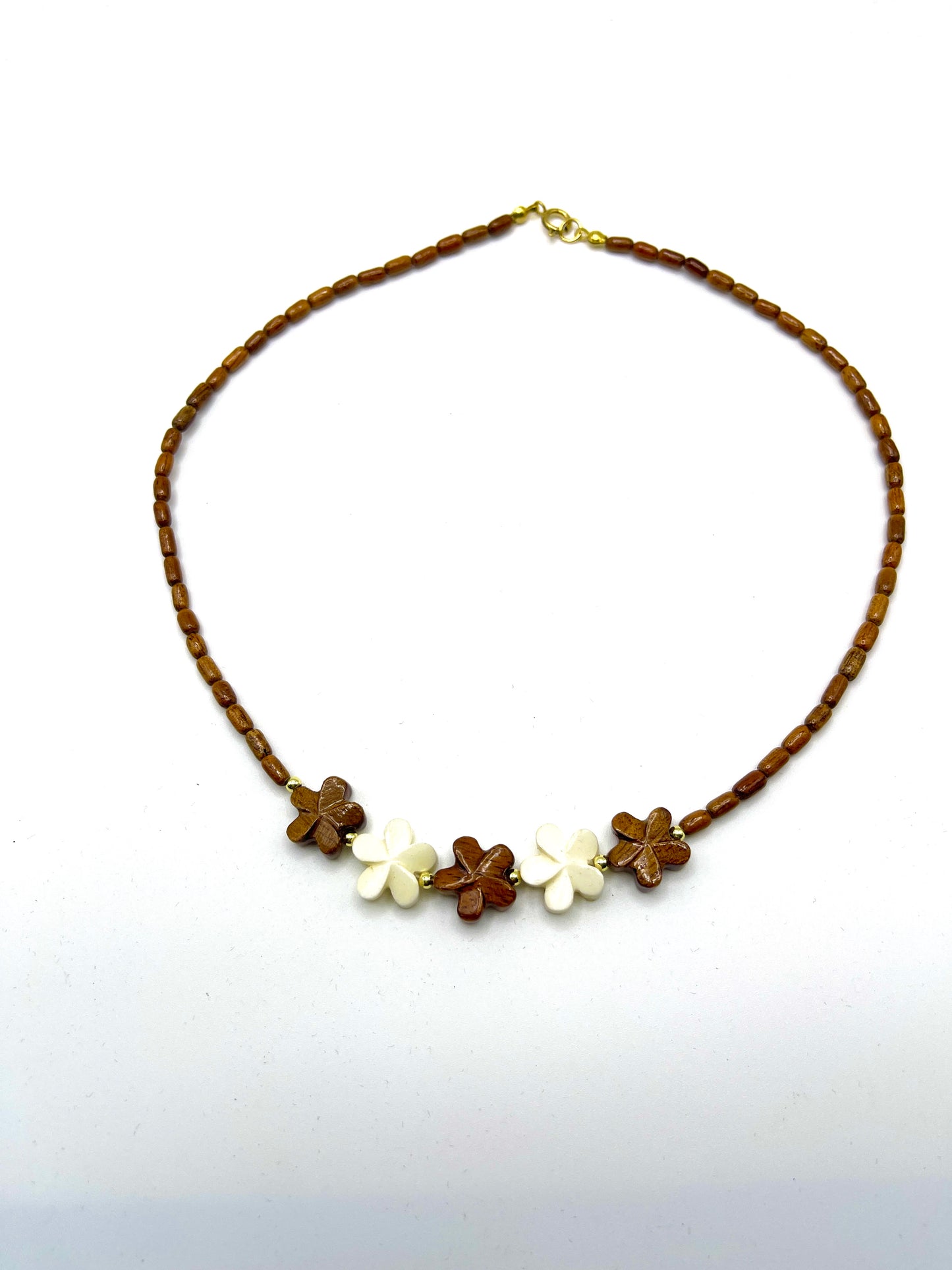 5 Koa/Bone Plumeria Necklace