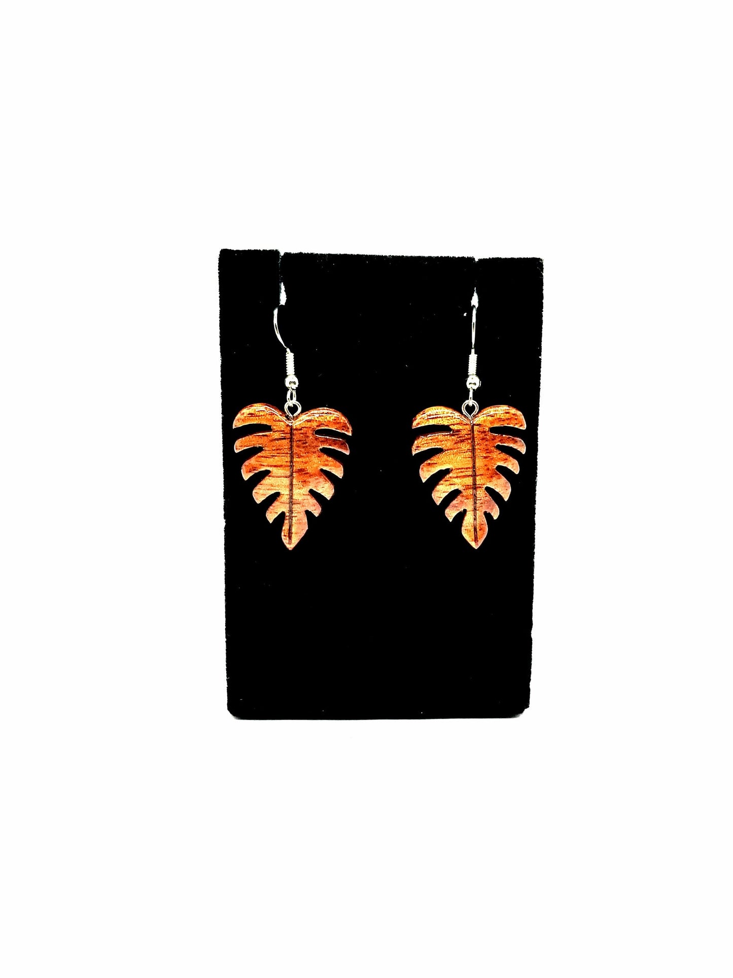 Koa Monstera Earrings