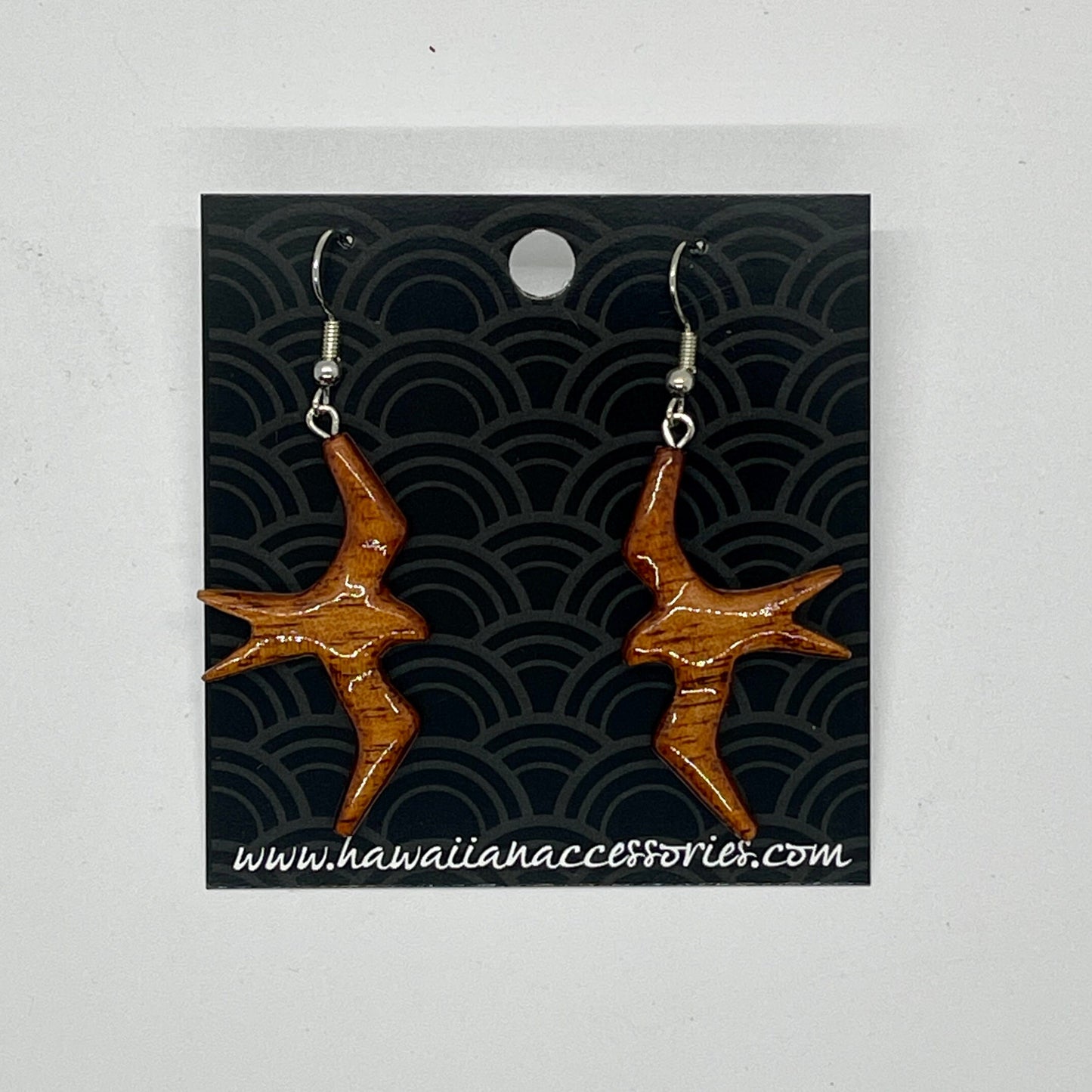 Koa Wood Iwa Bird Dangle Earring