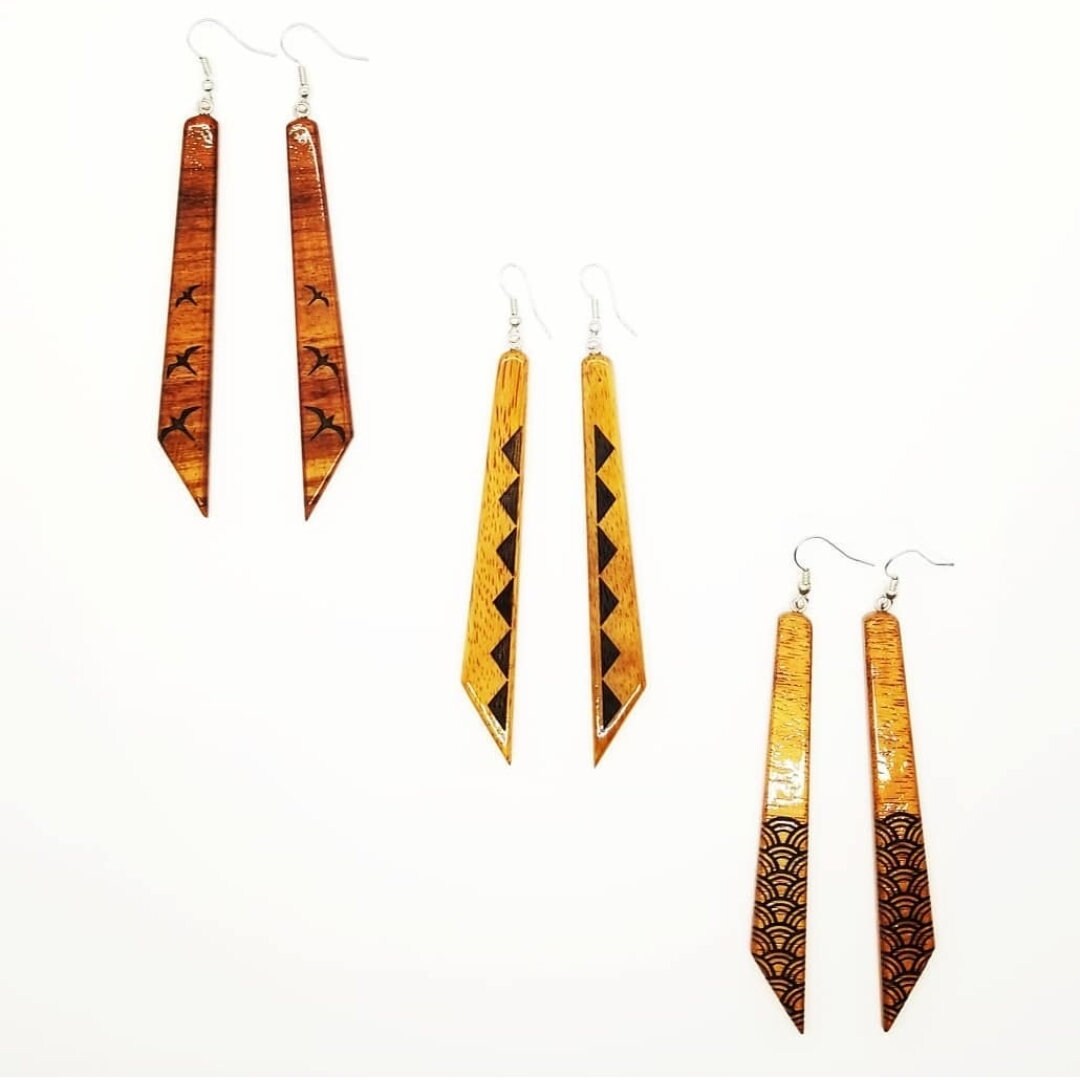Koa Engraved MioMio Earrings