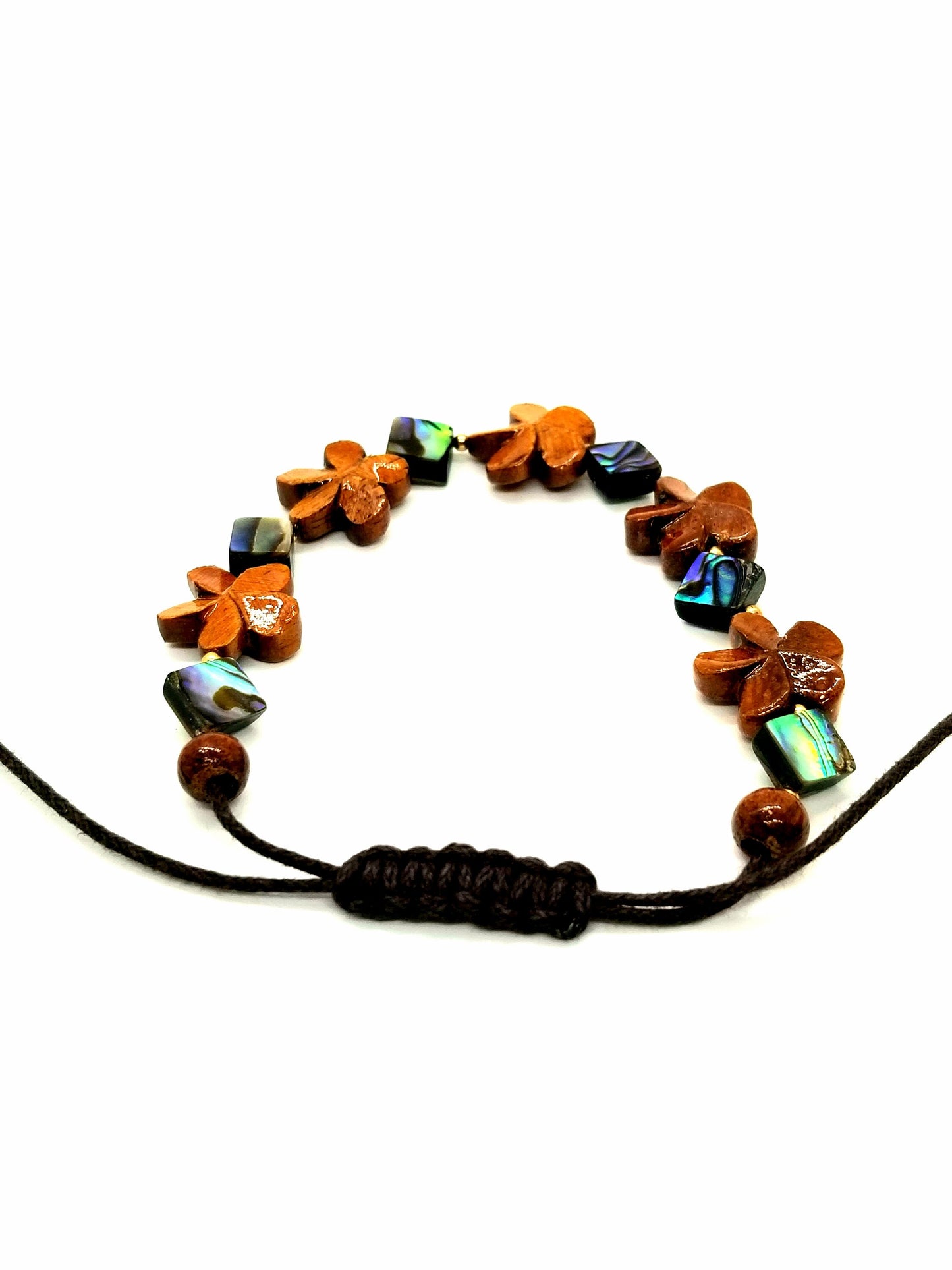 Koa Plumeria w/ Abalone Diamond Adjustable Bracelet