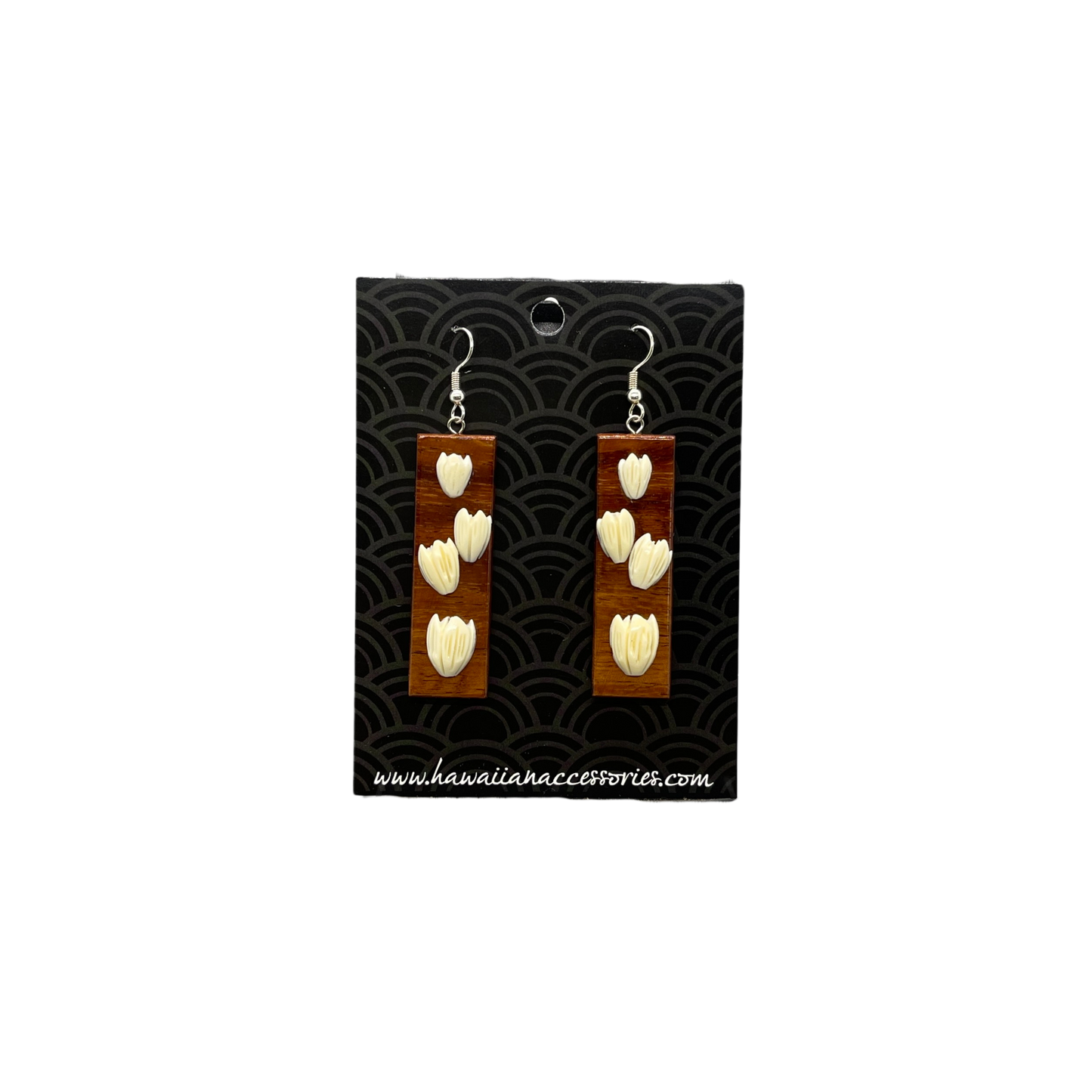 Pikake and Koa Lg Rectangle Earring