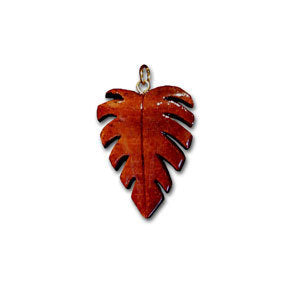 Small Koa Monstera Leaf Pendant