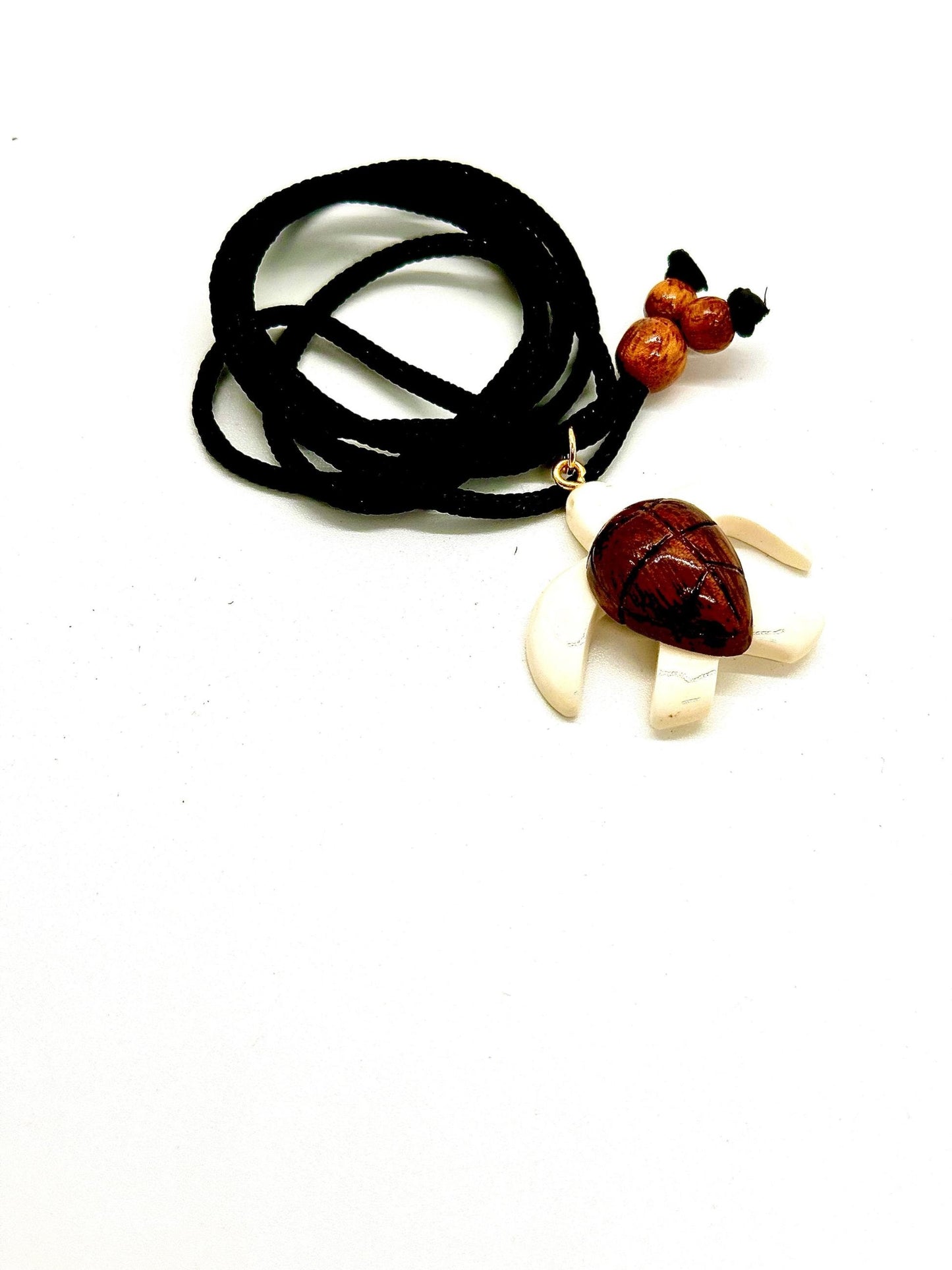 Koa Wood and Bone Sea Turtle Pendant