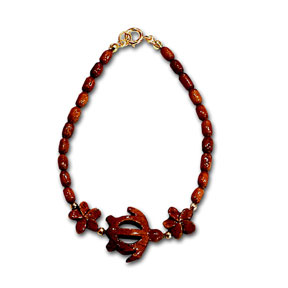 Koa Honu and Plumeria Clasp Bracelet