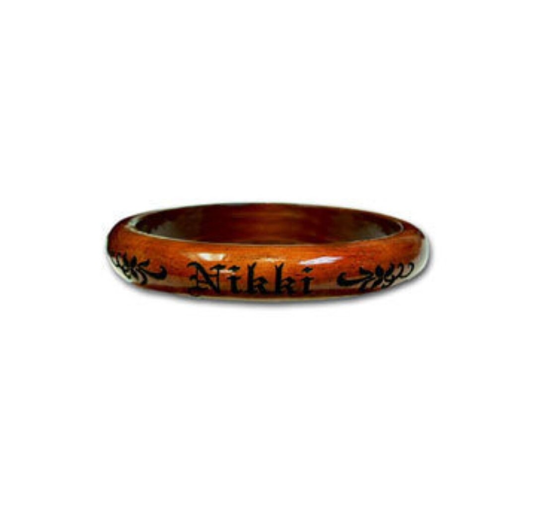 Engraved Koa Wood Keiki Bangles