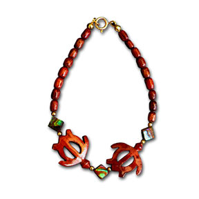 Koa Honu and Abalone Diamonds Clasp Bracelet
