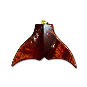 Large Koa Whale Tail Pendant