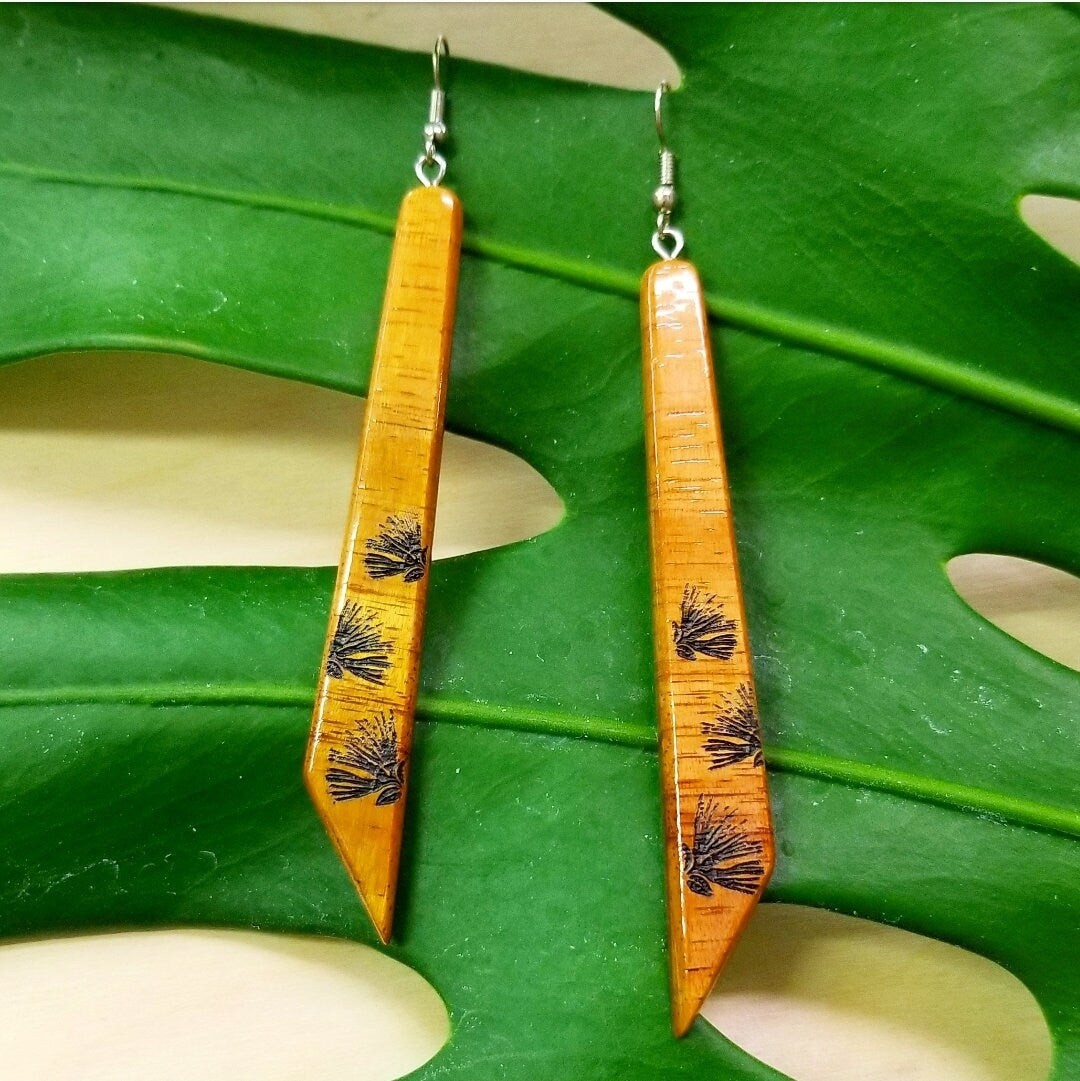 Koa Engraved MioMio Earrings