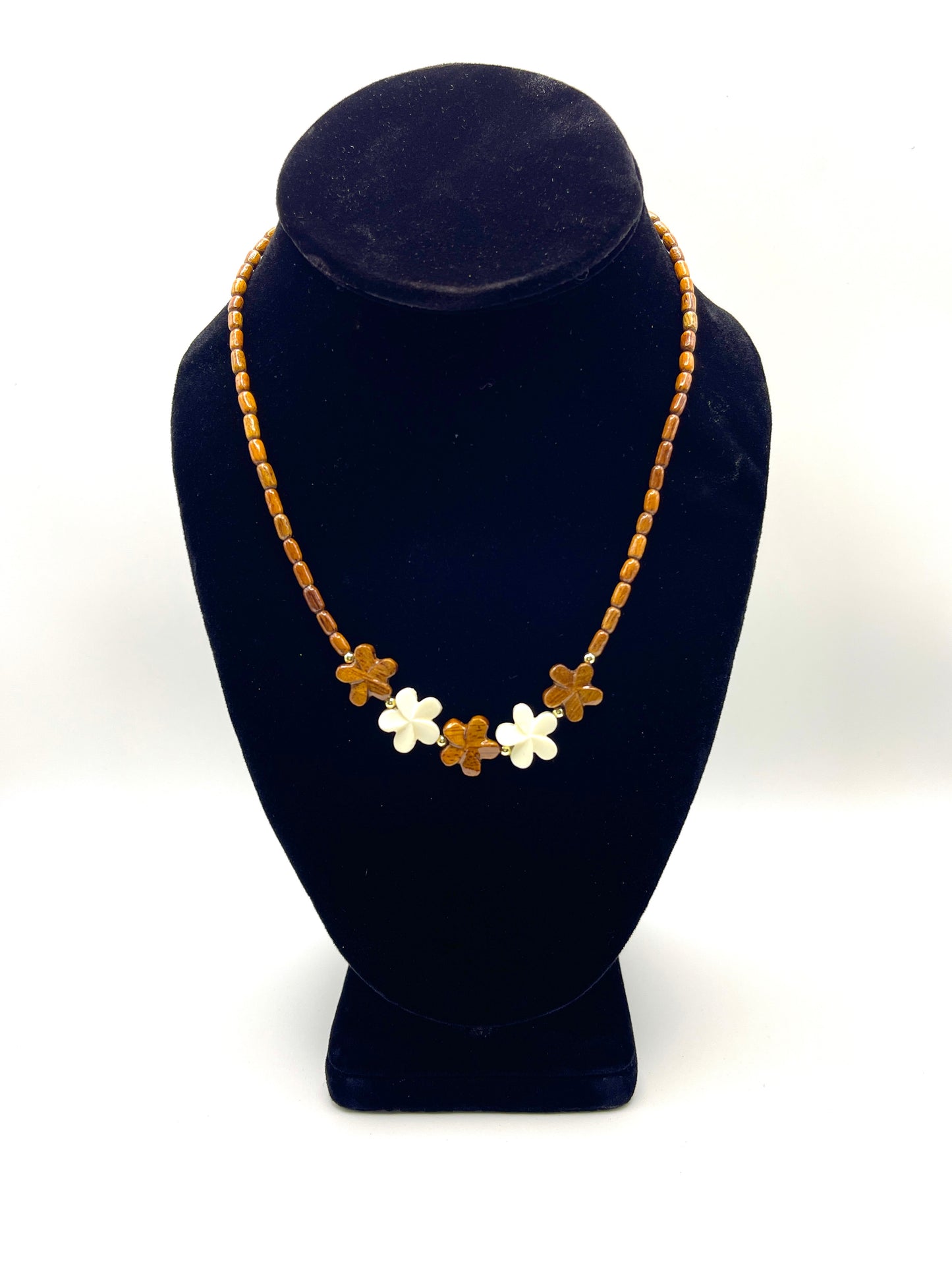 5 Koa/Bone Plumeria Necklace