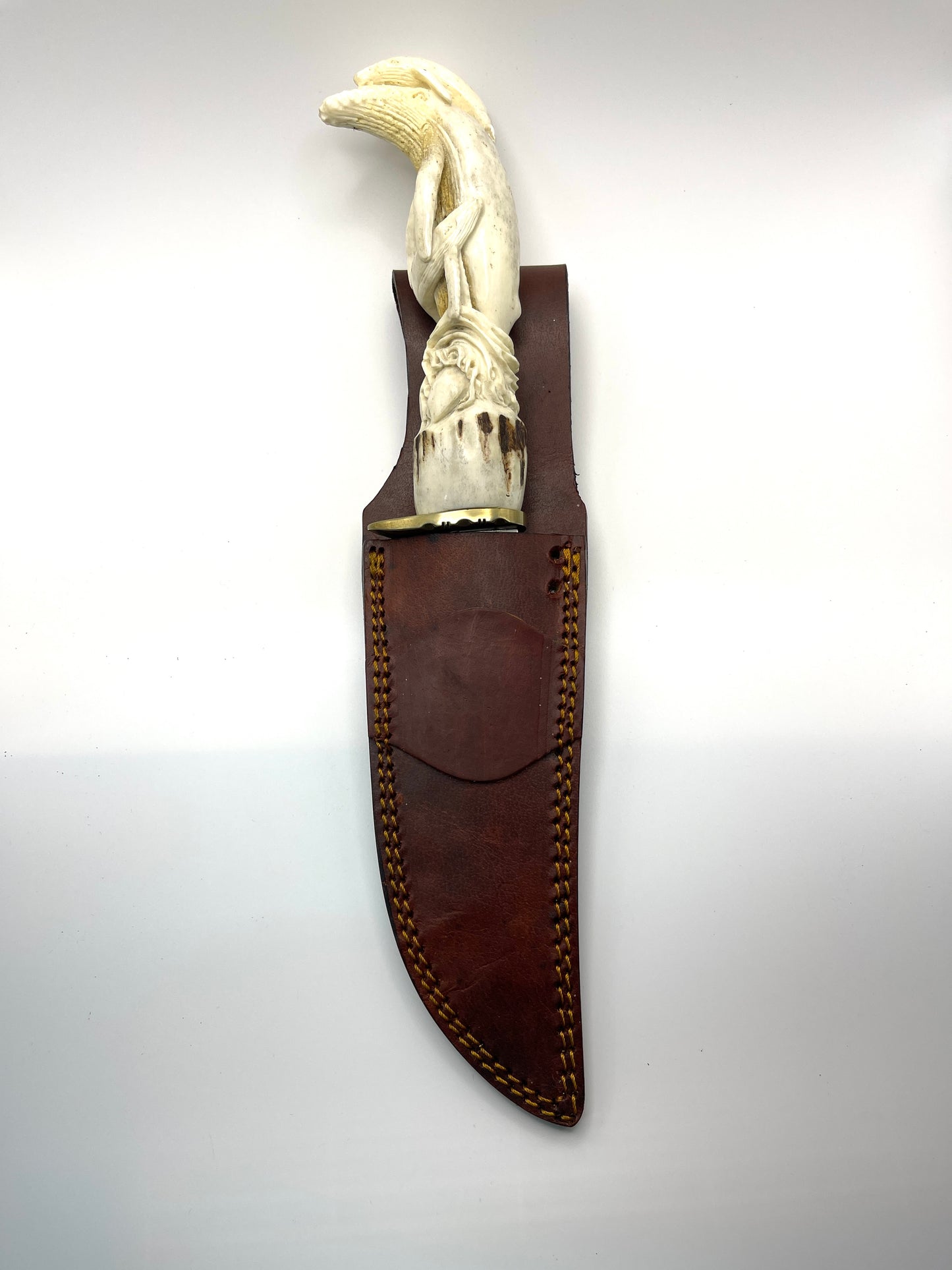 Antler/Damascus Knife “Whale w/calf”