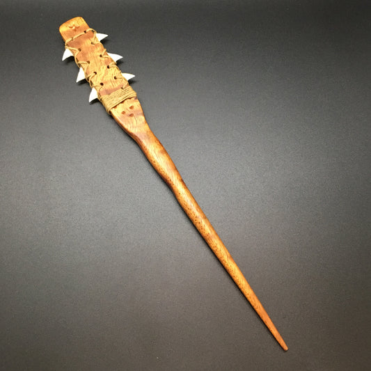 Koa Hairpick w/ Replica Shark Teeth