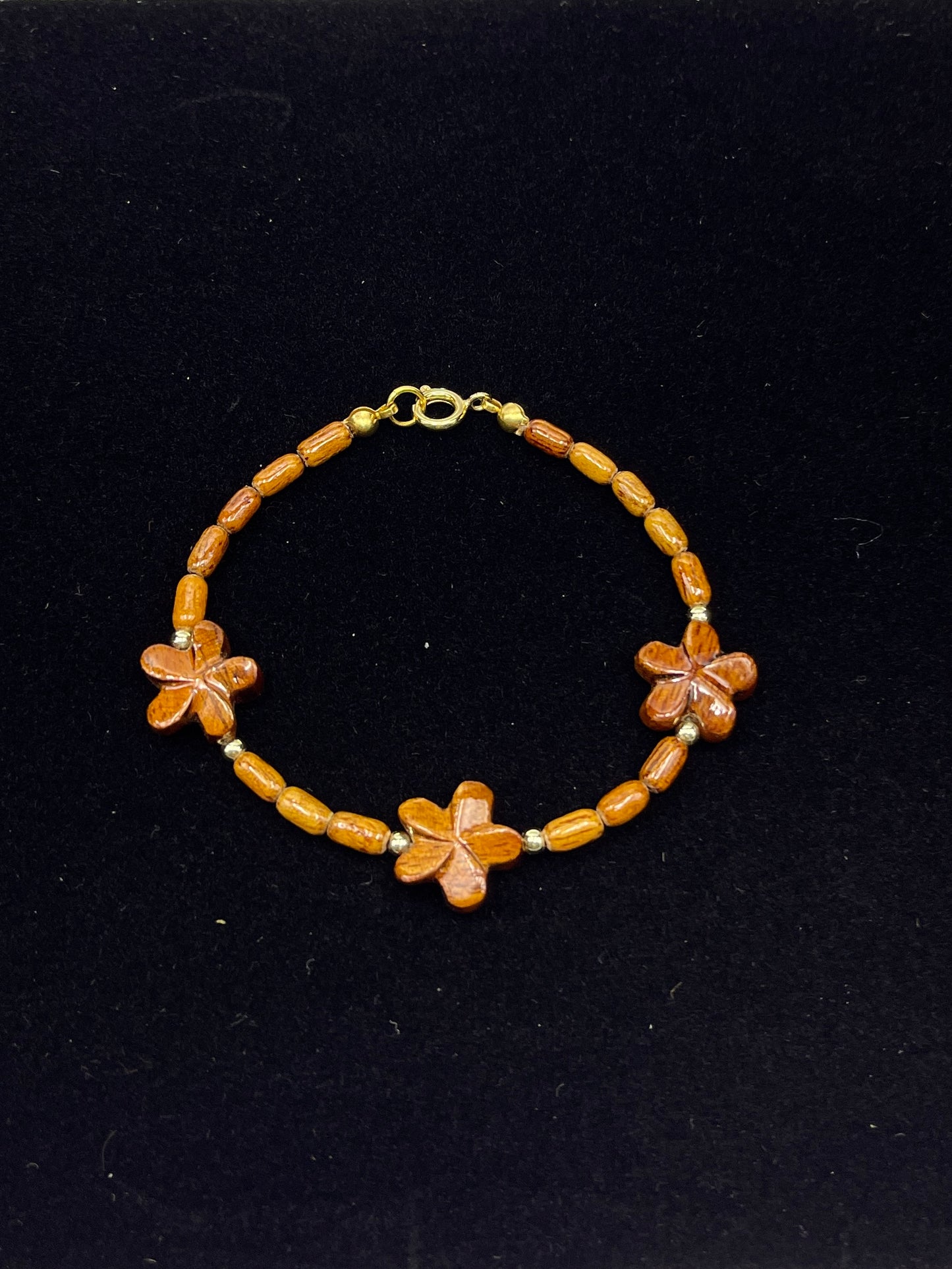 Koa 3 Plumeria Clasp Bracelet