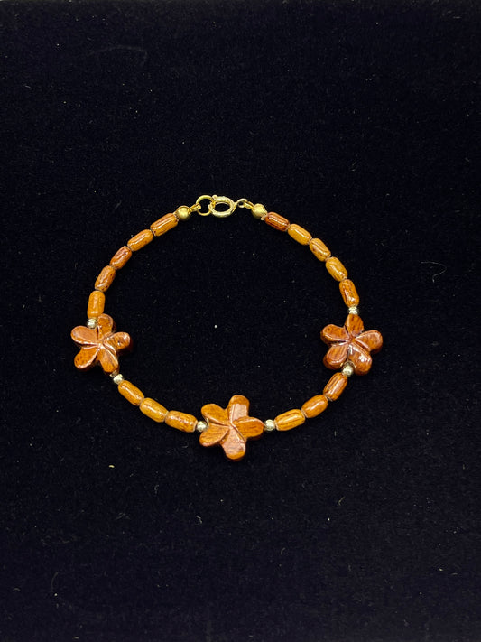 Koa 3 Plumeria Clasp Bracelet