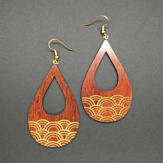 Koa Cut Out Teardrop Earring