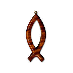 Large Koa Religious Fish Pendant