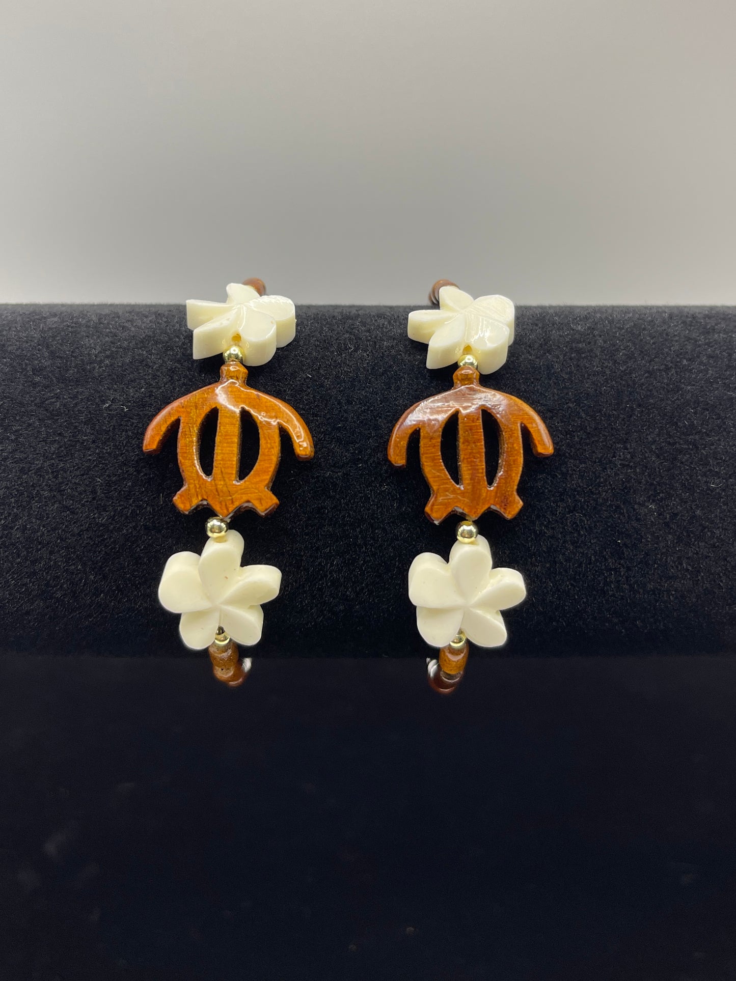 Koa Honu and Bone Plumeria Clasp Bracelet