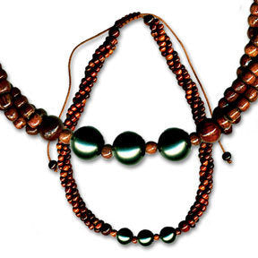 3 Strand Twist Koa & 12mm Turquoise Shell Pearl Necklace