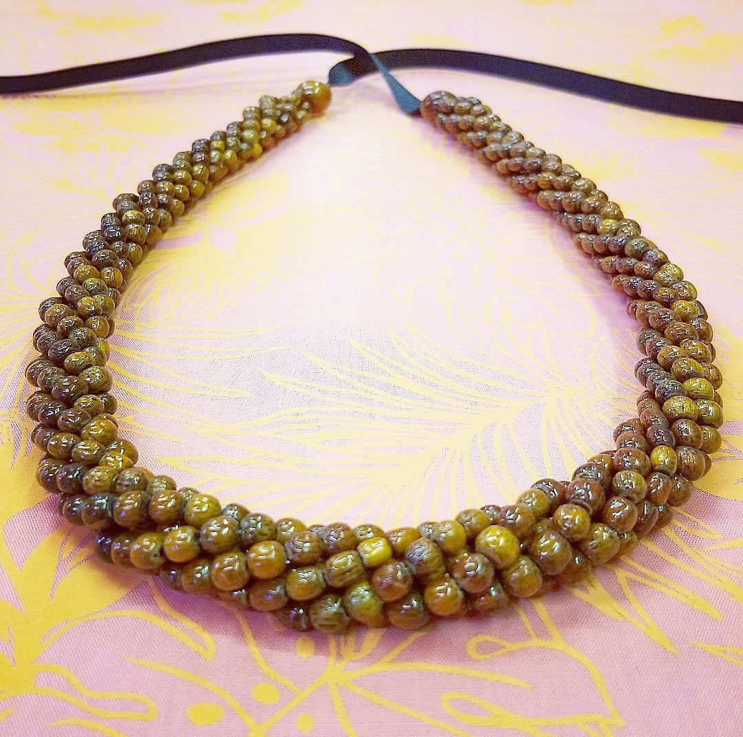 Koa Wood 6 Strand Bead Twist Necklace (4-5mm)