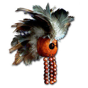 Koa Ikaika Warrior Helmet with Natural Feathers