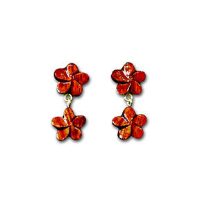 Koa Dangle 2 Plumeria Earrings