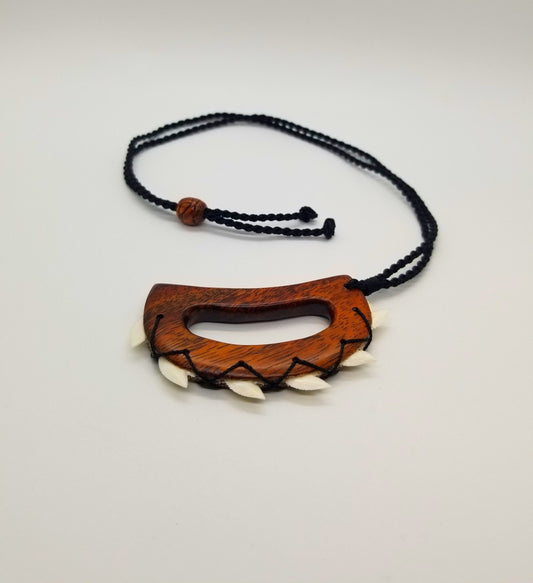 Replica Koa Knuckle Pendant w/ Tiger Shark Teeth