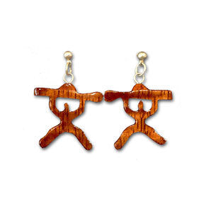 Koa Paddler Petroglyph Dangle Earrings