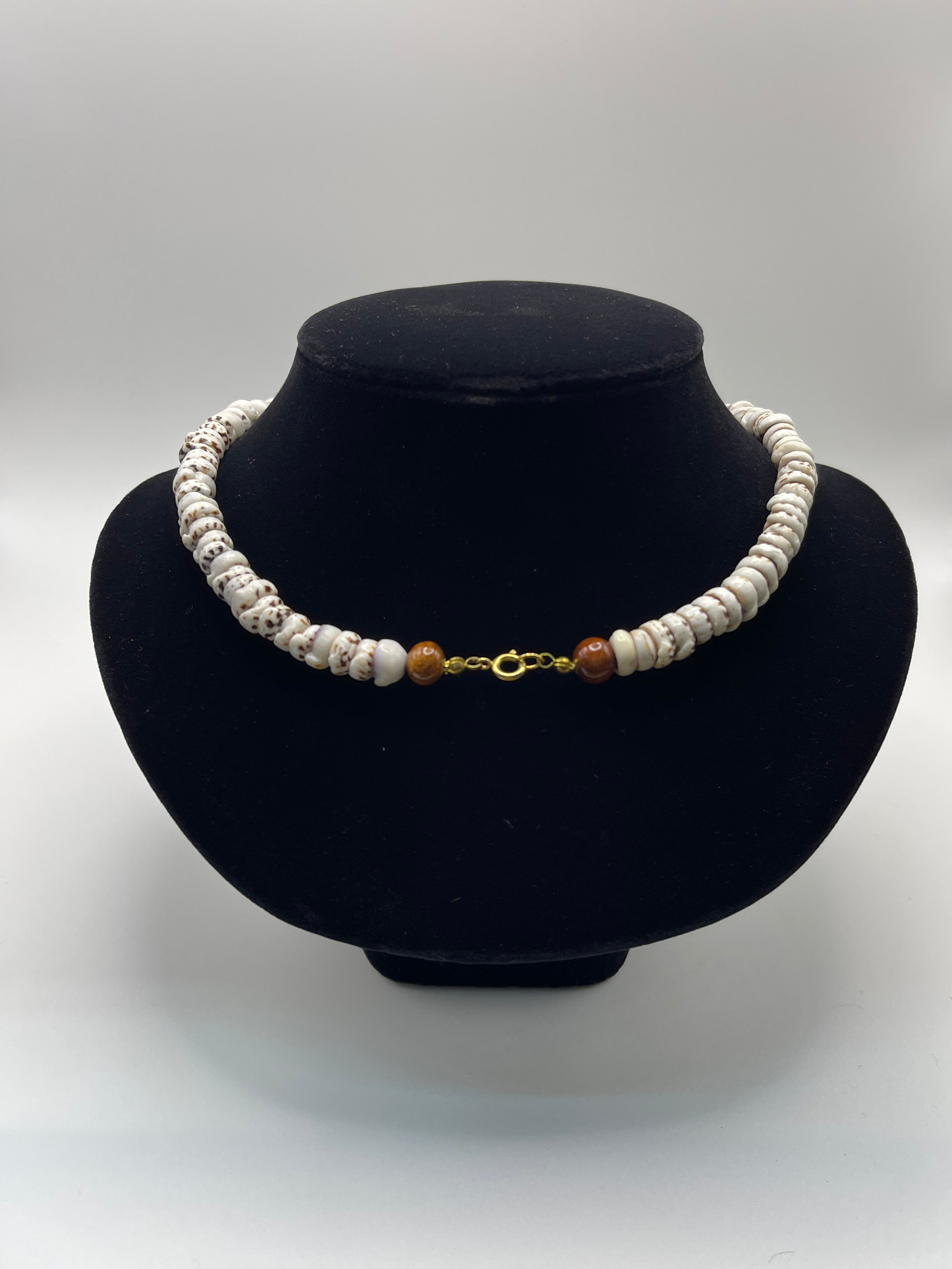 18” Puka Shell Necklace “Tiger”