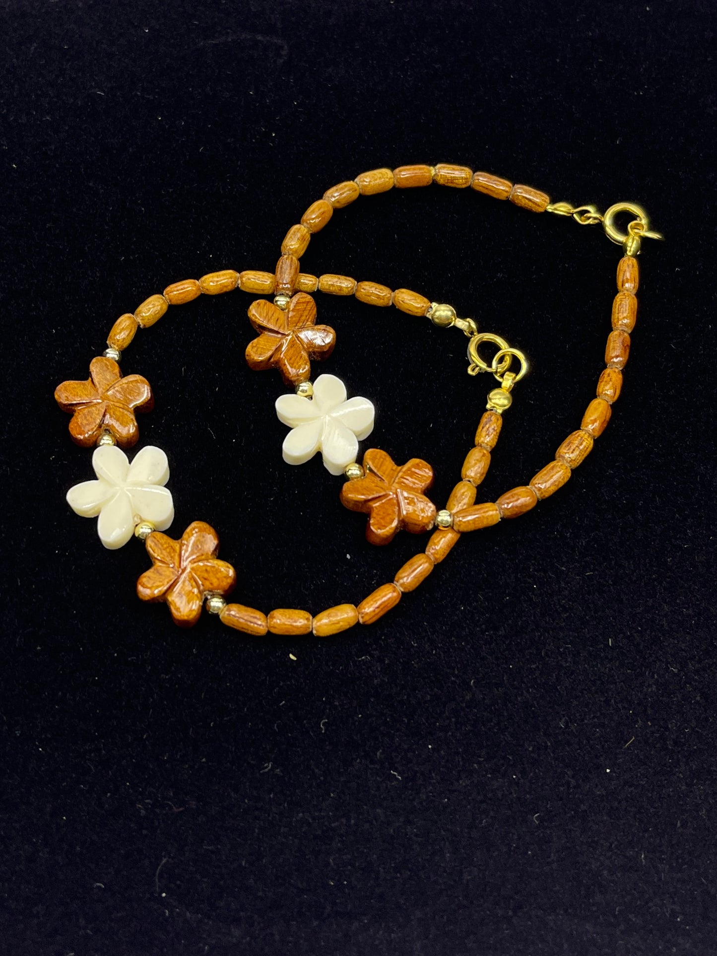 Koa/Bone Plumeria Clasp Bracelet