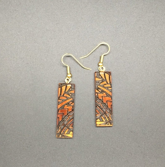 Koa Short Narrow Rectangle Earrings