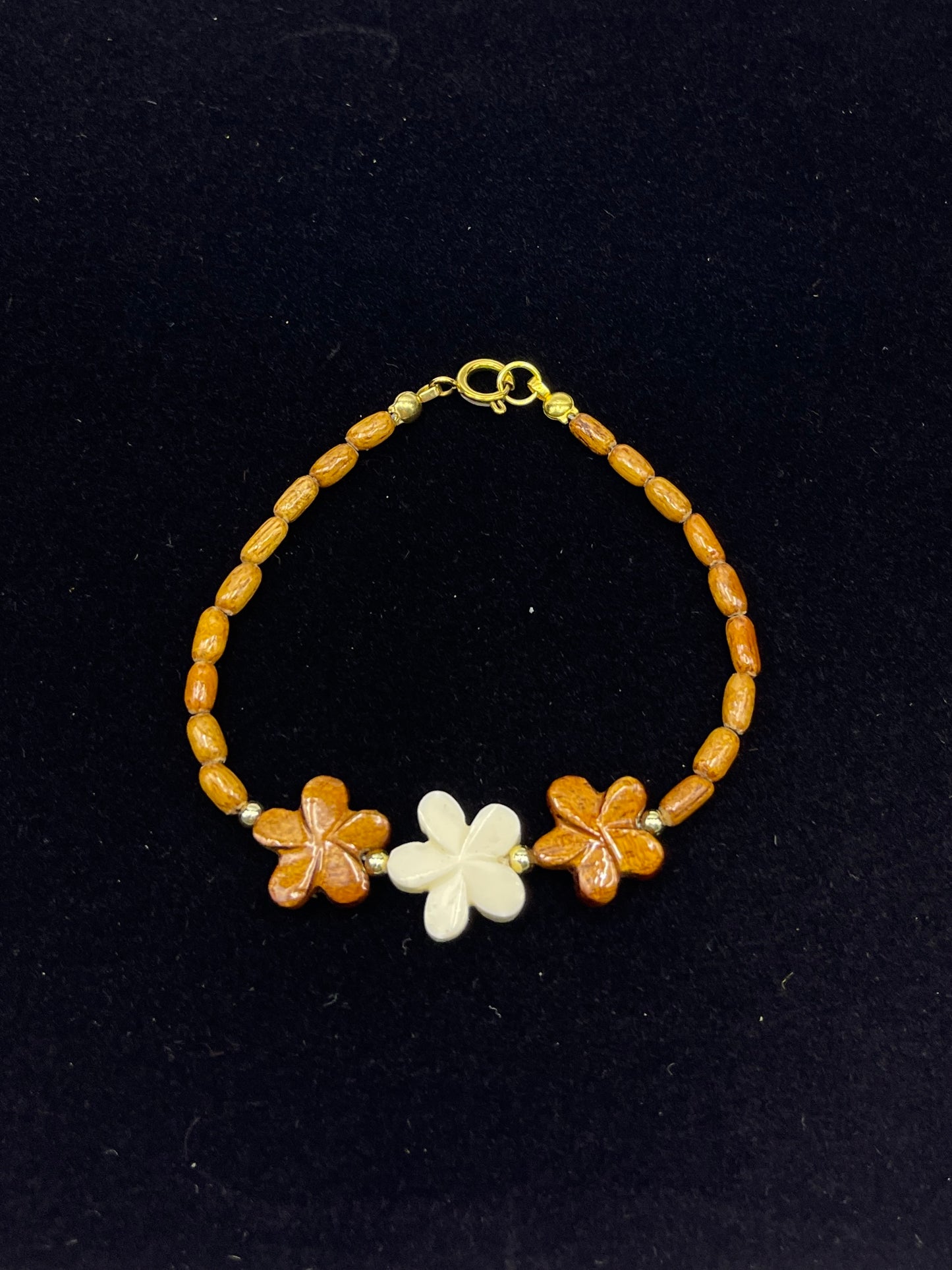 Koa/Bone Plumeria Clasp Bracelet