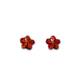 Small Koa Plumeria Post Earrings