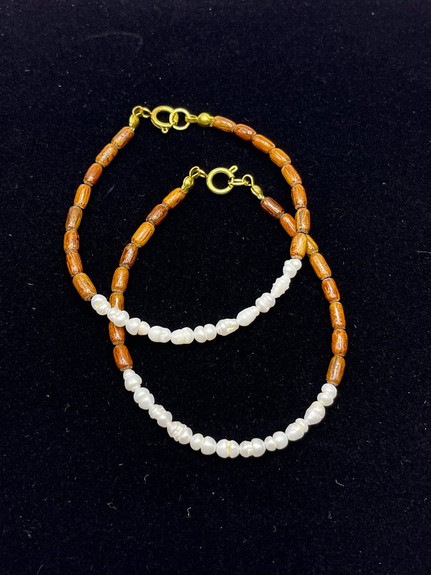Koa and Fresh Water Pearl Clasp Bracelet