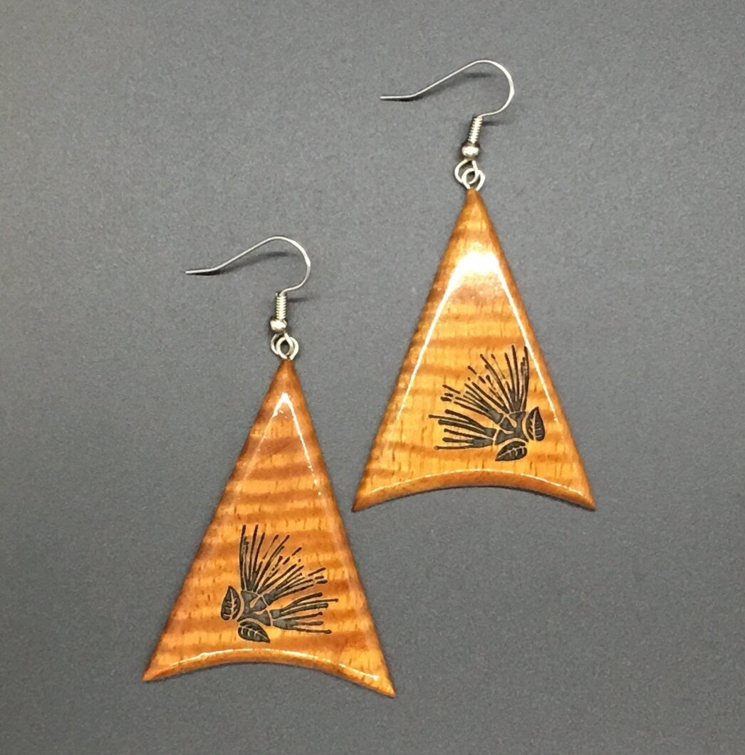 Koa Sail Engraved Earrings