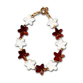 Koa and Bone Plumeria Clasp Bracelet