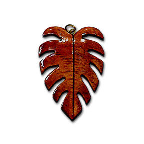 Large Koa Monstera Leaf Pendant