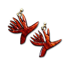 Koa Bird of Paradise Dangle Earrings