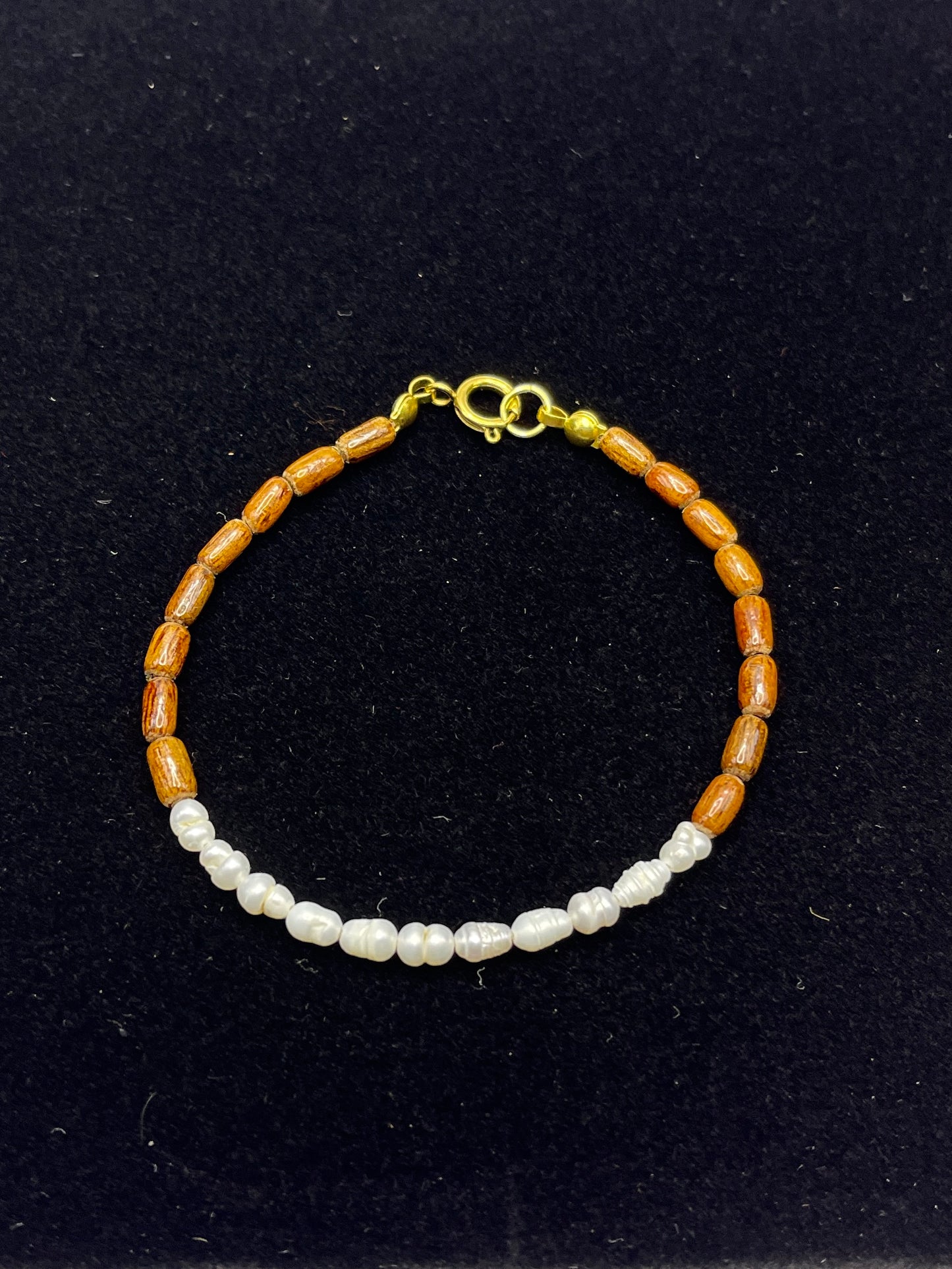 Koa and Fresh Water Pearl Clasp Bracelet