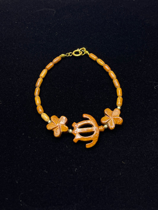 Koa Honu/Plumeria Clasp Bracelet