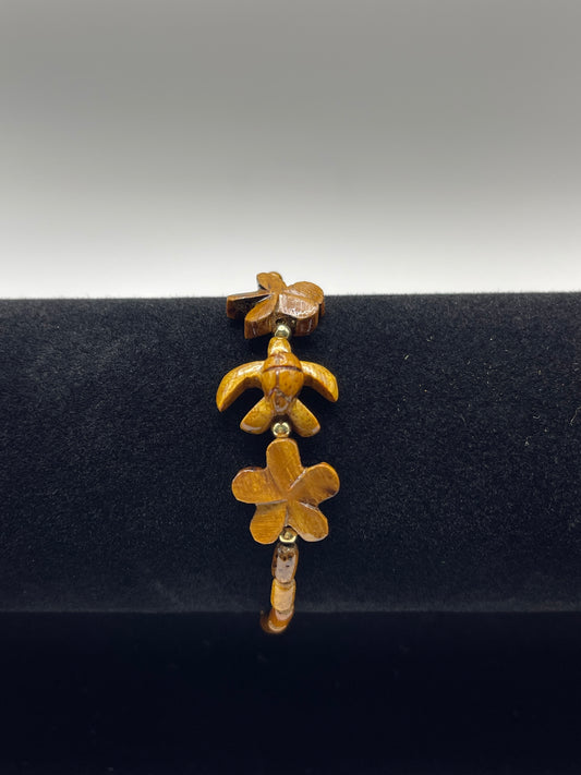 Koa Plumeria/Sea Turtle Clasp Bracelet