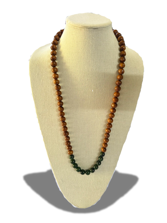 12mm Koa & Jade Necklace