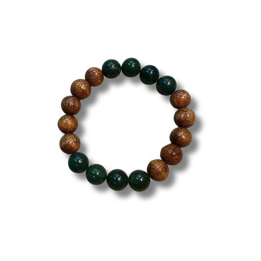 12mm Koa & Jade Stretch Bracelet