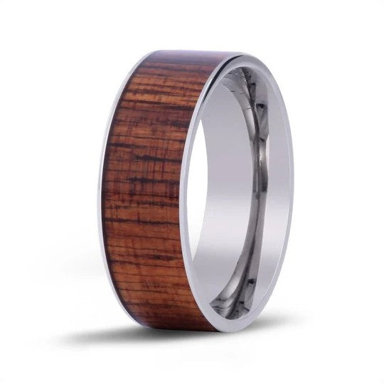 Koa & Titanium Wide Ring