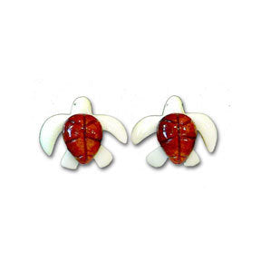 Koa & Bone Sea Turtle Post Earrings
