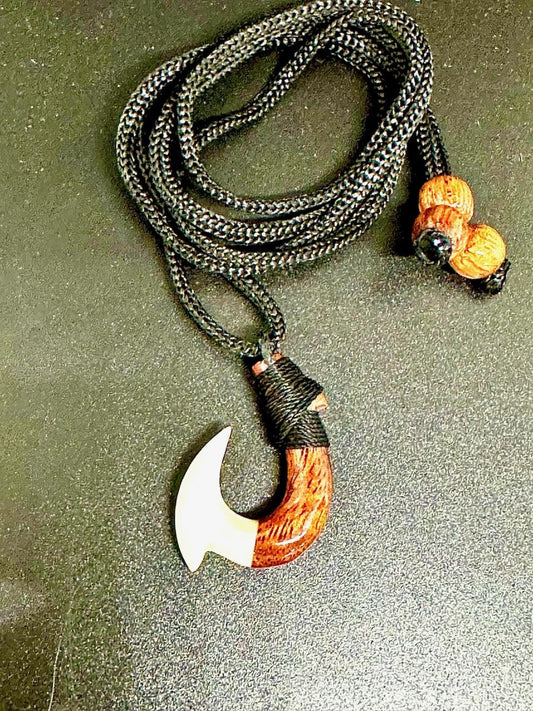 Koa and Bone Small Fishhook pendant